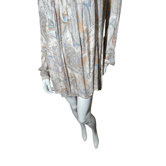 Free People M Lace & Paisley Long Sleeve Mini Dress Boho Summer Festival Medium - Picture 5 of 15